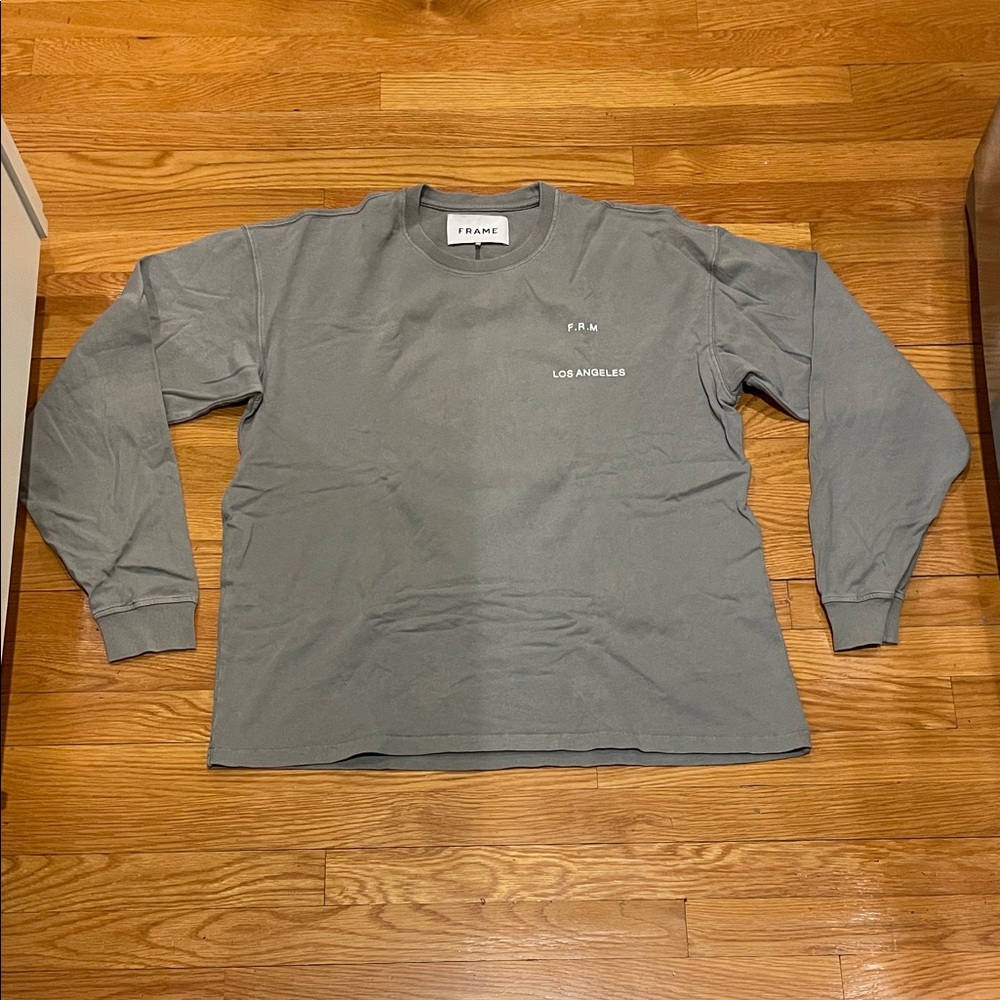 FRAME DENIM Faded Washed Long-Sleeve Graphic T-shirt